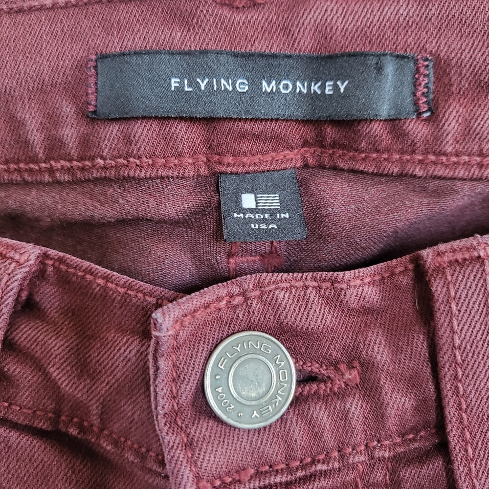 Flying Monkey Maroon Red Low Rise Fitted Flare Jeans - Picture 5 of 8